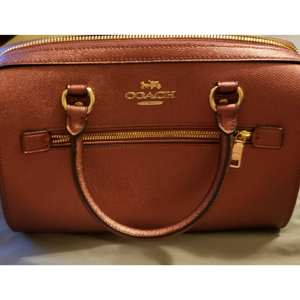 Coach Rowan Satchel in Metallic Wine